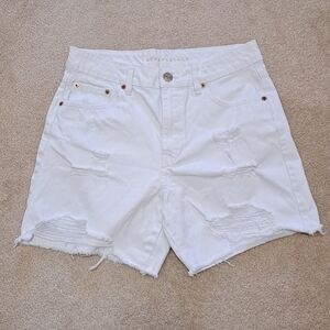 Aeropostle 90's Baggy Short White Denim Shorts Size 6 Distressed Jean Shorts